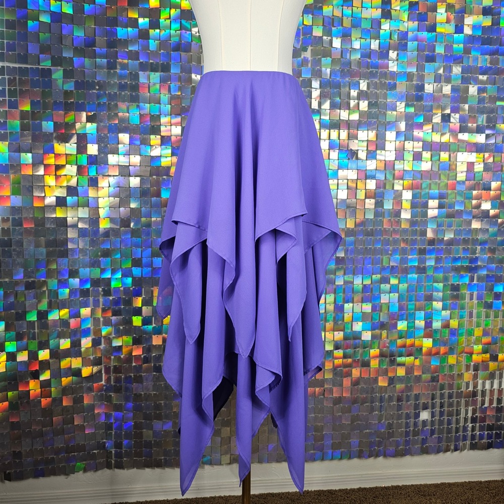 Handmade Handkerchief Hem Skirt Womens S Purple Excellent Tiered Dance Goth
